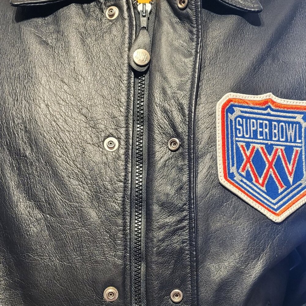 NWT Vintage 1991 Superbowl 25th Anniv Football XXV Lambskin Leather Jacket - Picture 4 of 16